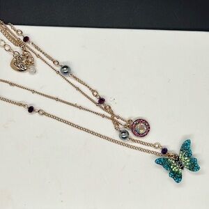 Betsy Johnson you give me butterflies double necklace
